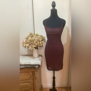 NWOT Beautiful Elegant Burgundy Lace Dress